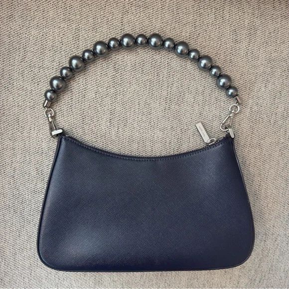 Kate Spade Madison Faux Pearl Medium Convertible Crossbody Parisian Navy Purse - Picture 10 of 10